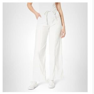 Hudson Jeans White‎ Wide-Leg Pants Linen Blend